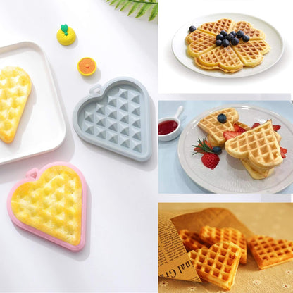 REKIDOLL Waffle Molds Set, Non-stick Silicone Molds for Waffle Cookies, 4 Pcs, Blue
