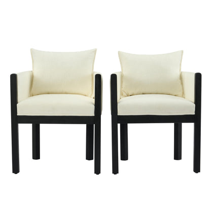 Christopher Knight Home Lucid Linen Upholstered Dining Chairs Set of 2, Rubber Wood Dining Room Chairs, Modern Armchair, Extra Seating for Dining Room, Versatile Indoor Furniture, White + Black