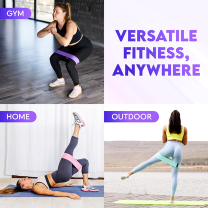 Wide Fabric Resistance Bands for Working Out | 3 Strength Level Non-Slip Exercise Booty Bands for Women & Men | Comes with a Bag and Tape Measure | for Gym, Yoga, Pilates