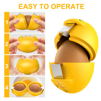 Egg Cracker, Silicone Egg Shell Opener, Cute Egg Shaped Design, Opens Eggs with Ease, A Little Happiness Boost for Your Kitchen. (Color: Yellow, 2-Pack)