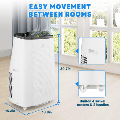Garvee 14000 BTU Portable Air Conditioner for Rooms up to 750 Sq. Ft, 3-in-1 AC Unit with Cooling, Dehumidifier & Fan, 3 Fan Speeds, Auto Swing, 24H Timer, Energy-Saving, Remote & Window Kit, Gray