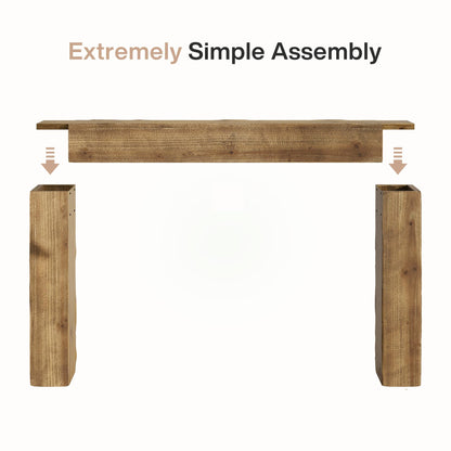 Tribesigns 63-Inch Solid Wood Console Sofa Table, Farmhouse Long Entryway Table Behind Couch for Living Room, Entrance, Hallway, Foyer, Easy Assembly (Light Brown)
