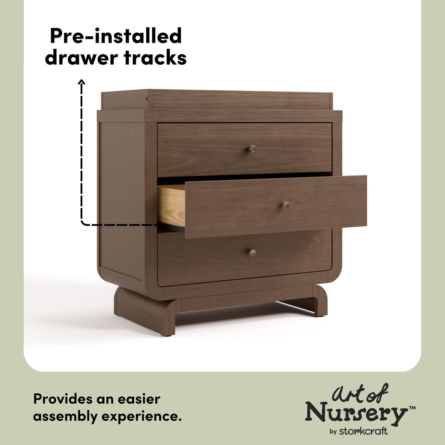 Storkcraft Santorini 3 Drawer Chest with Changing Topper (Hazelnut) – GREENGUARD Gold Certified, Award-Winning Premium Wood Dresser for Baby & Kids Bedroom with Interlocking Drawer System