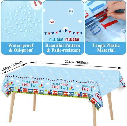 24 Set 2nd Qyeahkj Guests Chugga Chugga Two Two Birthday Party Paper Plates Napkins Tablecloth Supplies Train
