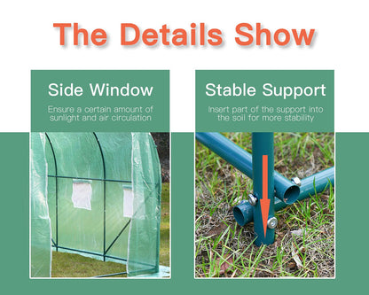Greenhouse 10'xW7'xH7' Walk-in Greenhouses for Outdoors Mini Greenhouse Greenhouse Plastic with Rolling-up Door and 2 Vents,Green