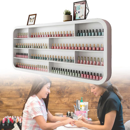 Wall-Mounted Wooden Nail Polish Display Rack, Nail Polish Bottle Storage Display Rack,Perfume Wall Shelf Essential Oil Organizers,for Nail Salon Shop/Retail Shop,1m