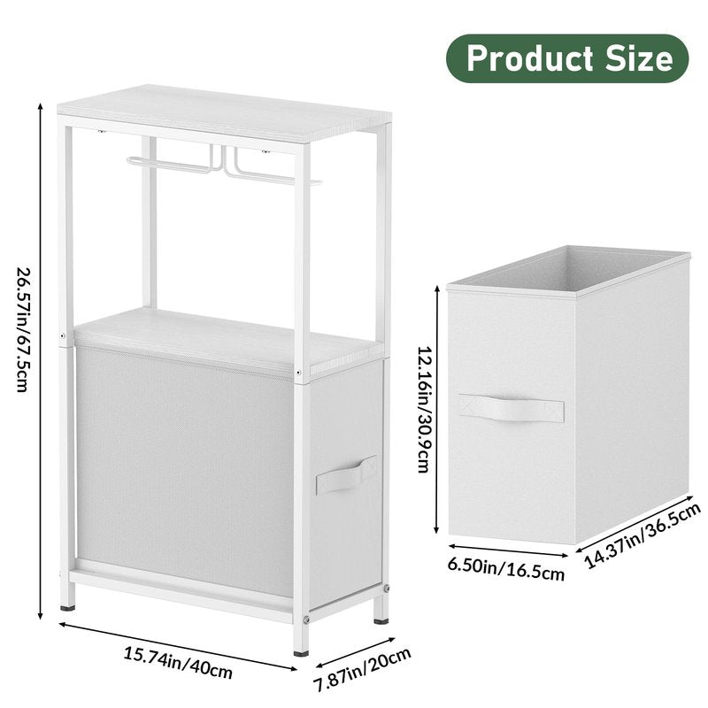 NOVIMANGO Slim Toilet Paper Storage Cabinet White, Toilet Paper Holder with Storage Bathroom Cabinet for Small Spaces Freestanding Tissue Stand with Drawer