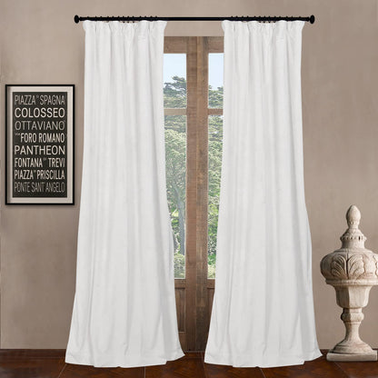 LETAU Pinch Pleated Lined Blackout Curtains 108 inches Long, Luxury Velvet Weighted Thermal Window Curtains Panels Drapes, 52" W x 108" L, Set of 2, Off White