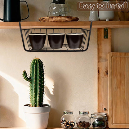 INTERWARM 8 Pcs Under Shelf Wire Basket, Slide-in Baskets Organizer for Kitchen Pantry Desk Bookshelf, Cabinet Baskets Organizer 12.2x8.66x5.1Inch for Kitchen, Office, Pantry(Black and White)