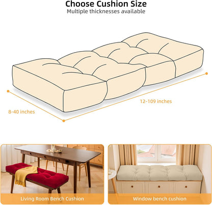 Detiblue Custom Tufted Bench Cushion,Bench Seat Cushions for Indoor/Outdoor Furniture,Customizable