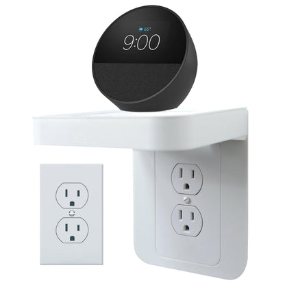 Outlet Shelf Holder Fit for Decorator Receptacle, Bathroom Decor Built-in Cable Management,Space Saving Homepod Mini,Google Home/Echo/Smart Speakers/Electric Toothbrush/Cell Phone (Decora)