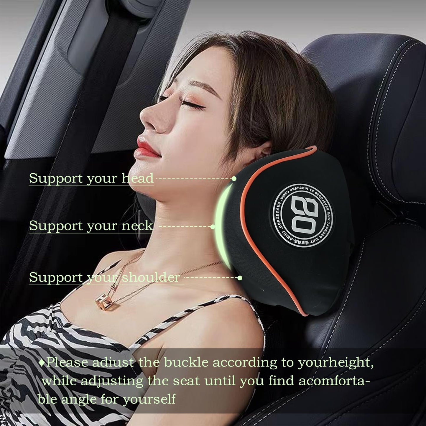 SPRFUFLY Make Relaxing Car Headrest Pillow, Car Pillow for Driving with Adjustable Strap, Breathable Removable Cover & Ergonomic Design - Softness Travel Car Neck Support Pillow(Black, 1PC)