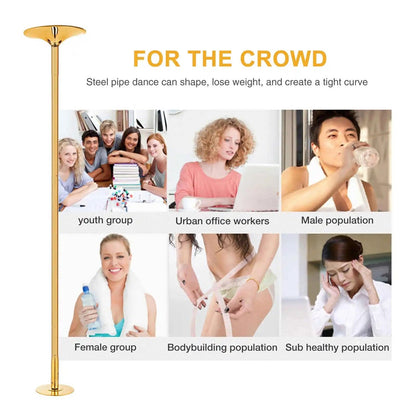 Ktann Removable Dance Pole Kit 45mm Adjustable Dance Pole - Spinning/Static Mode, Heavy-Duty Steel, Ideal for Home Workouts(Gold)