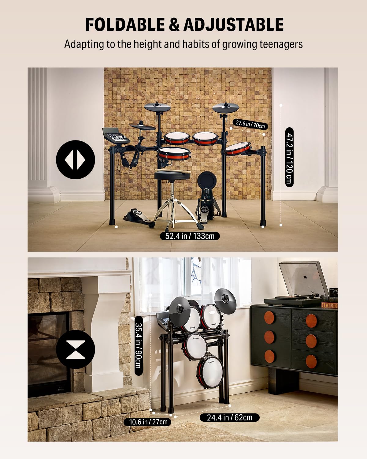 Donner Electronic Drum Set with Bluetooth, Electric Drum Kit with Throne, Headphones, Drumsticks, Melodics Lessons, 450 Sounds E Drum with USB MIDI, 5 Pads and 3 Cymbals Digital Drum, DED-200(2026)