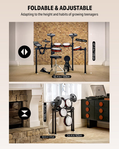 Donner Electronic Drum Set with Bluetooth, Electric Drum Kit with Throne, Headphones, Drumsticks, Melodics Lessons, 450 Sounds E Drum with USB MIDI, 5 Pads and 3 Cymbals Digital Drum, DED-200(2026)