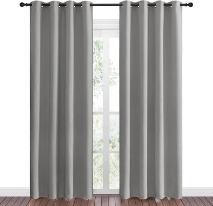 NICETOWN Silver Grey Room Darkening Curtain Panels - 86" Long | Heat-Blocking Drapes for RV & Studio (55" Width, 2 Panels)