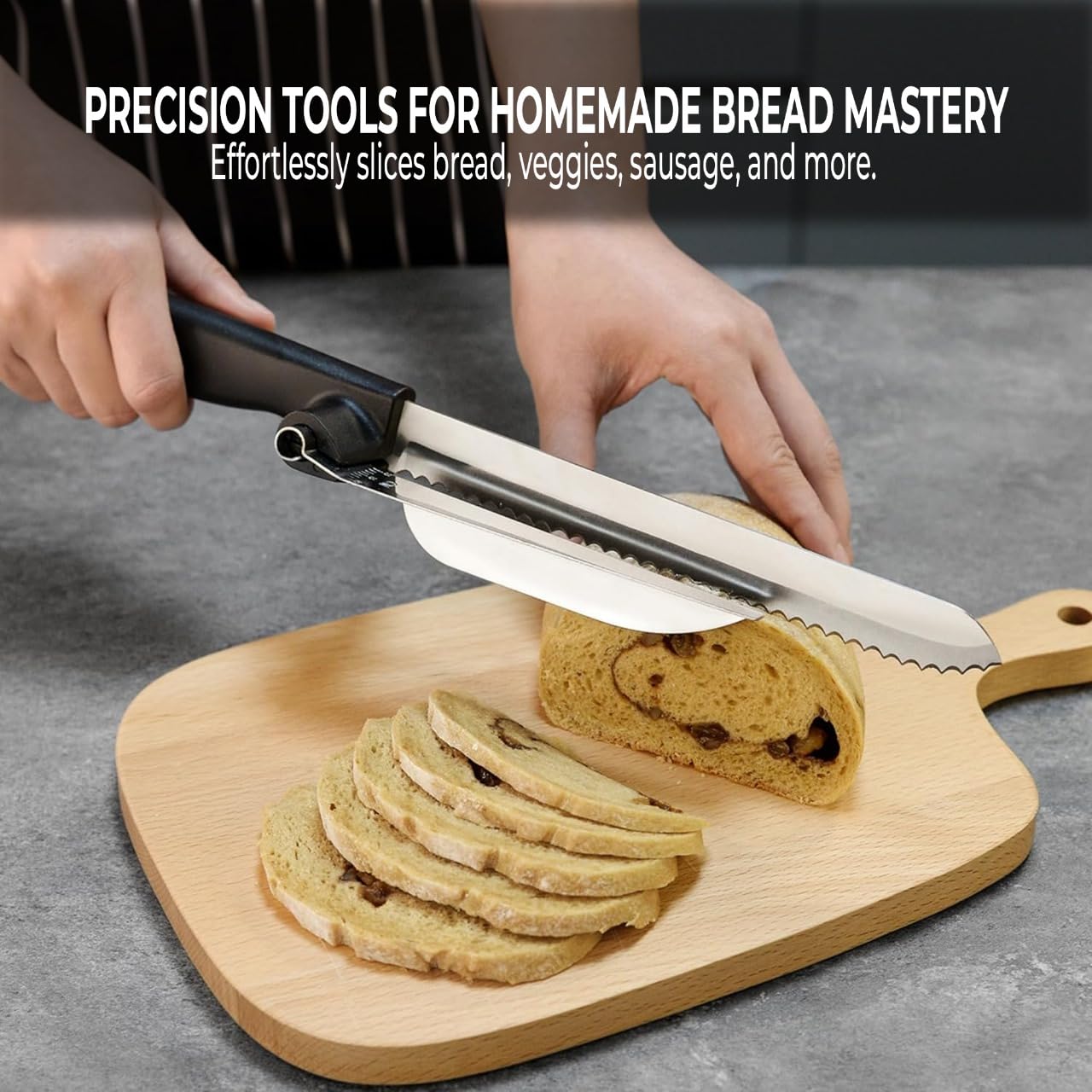 accuStation Bread Slicer for Homemade Bread, Sourdough Baking Supplies, Cake Knife, Sour Dough tools, Lame, Scoring Tool, Serrated Knives, Accessories for Sourdough Rounds, Adjustable Slicing Guide.