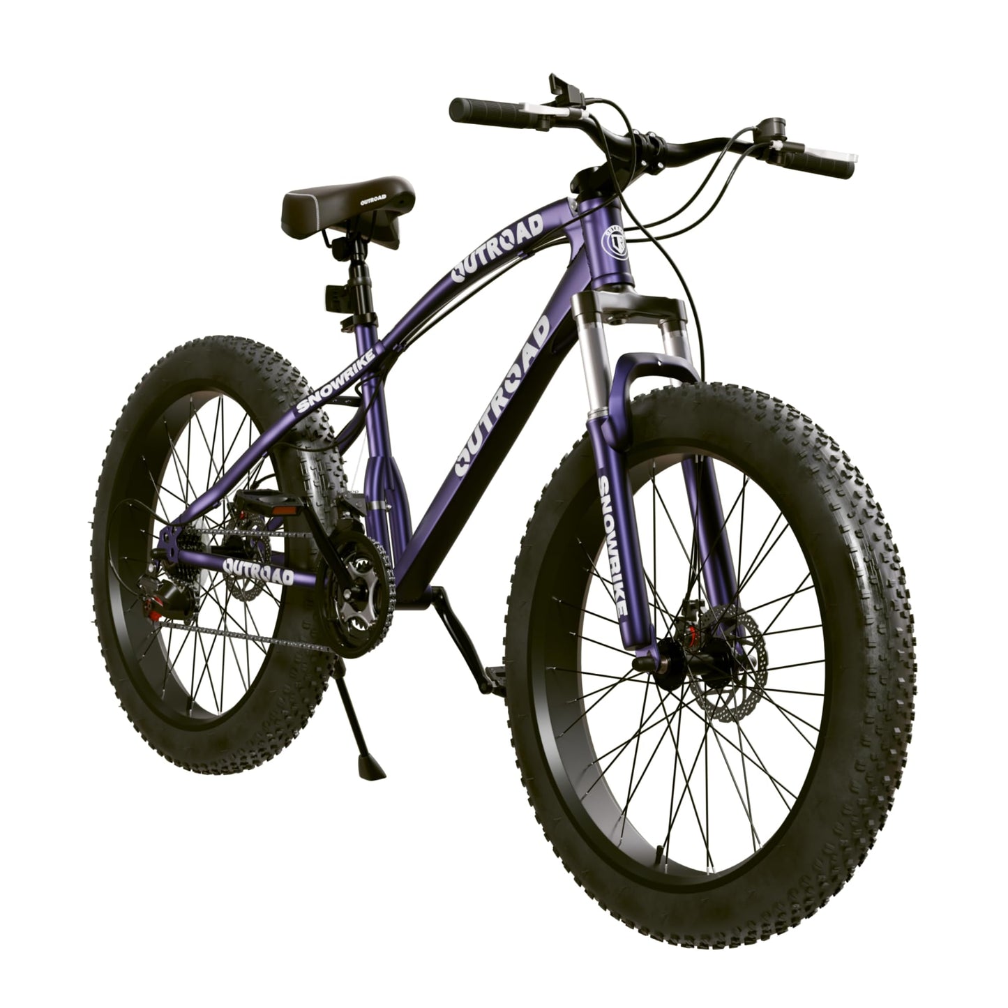 MarKnig 26 inch Fat Tire Mountain Bike with 4 inch Knobby Tires, 21 Speed MTB with Dual Disc Brake, Anti-Slip Fat Bike with Front Suspension, High Carbon Steel Frame, Men and Women (Blue-Purple)