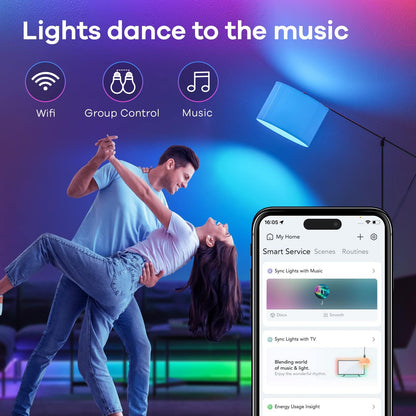 Linkind Matter Smart Light Bulb, WiFi Smart Bulbs, Work with Apple Home, Siri, Alexa, Google, SmartThings, RGBTW Color Changing Bulbs Mood Lighting, Music Sync, A19 E26 60W, 2.4Ghz WiFi 6 Pack