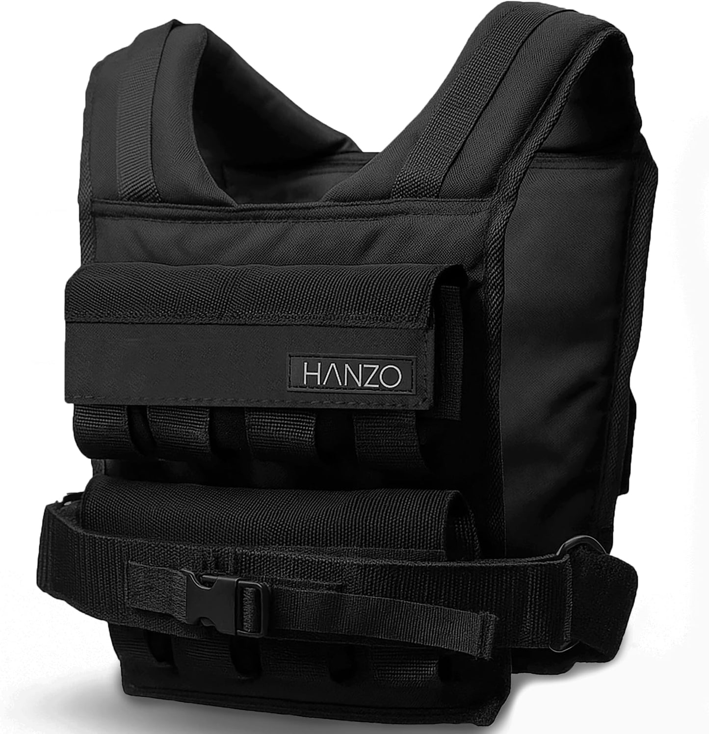HANZO Weighted Vest for Men - Rucking & Strength Training Vest 25lbs–65lbs, Weight Vest With Removable Iron Weights, Adjustable Heavy Duty Weighted Workout Vest for Calisthenics & Fitness Training, Rucking Vest