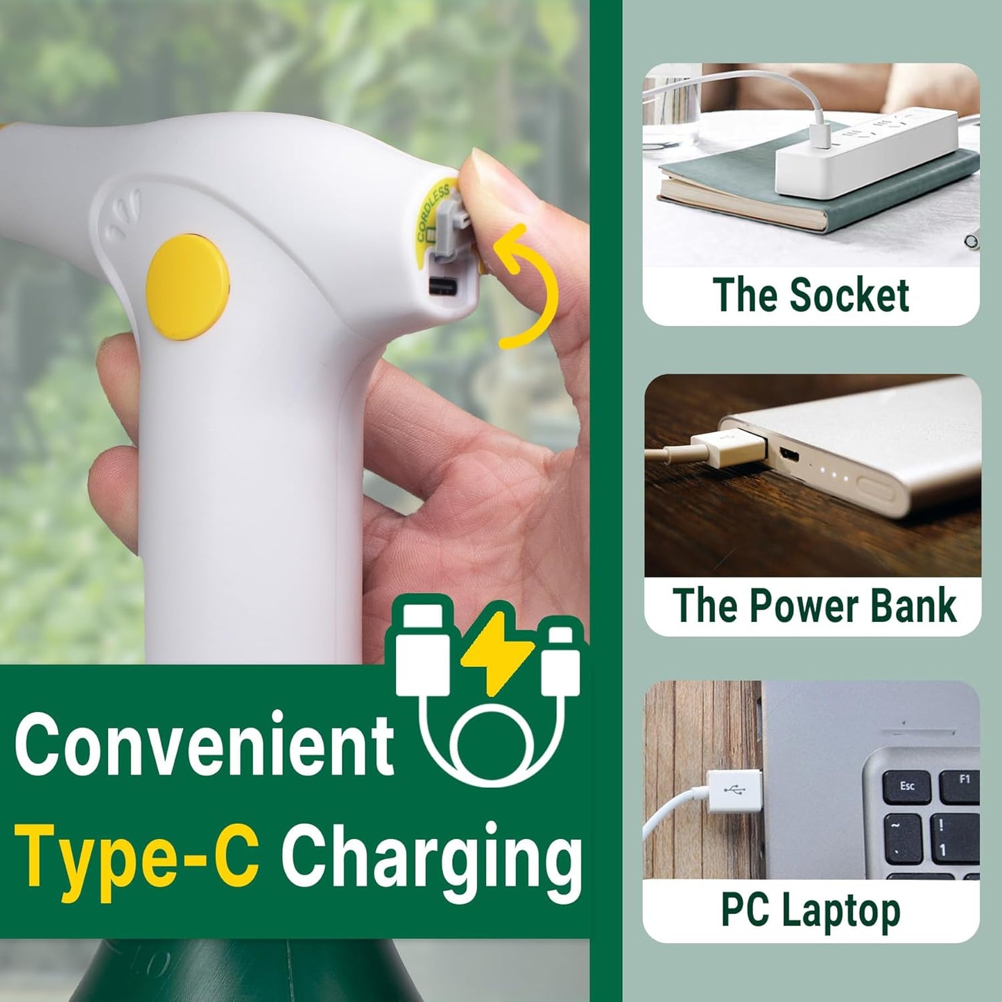 1 T TOVIA: Garden Sprayer Liter USB-C Battery Spray Bottle Powered Electric, Rechargeable, Portable Garden Plant Mister