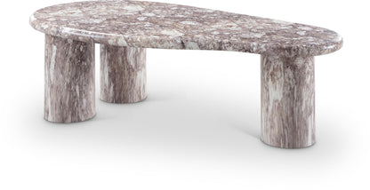 Meridian Furniture 99095Brown-CT Sassari Collection Art Deco Indoor/Outdoor Concrete Coffee Table in Marble Finish, 47.5" W x 24" D x 16" H, Brown