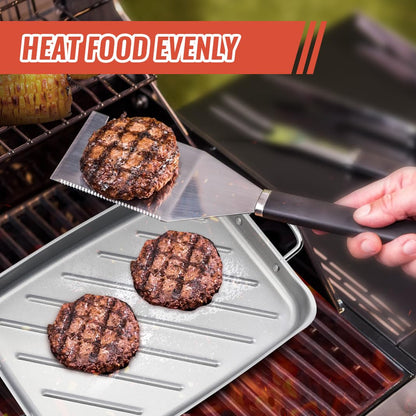 Grill Pan for Outdoor Grill - 11”x15'' Grill Pan BBQ Grill Topper With Handles Grill Trays For Grilling Barbecue Tray