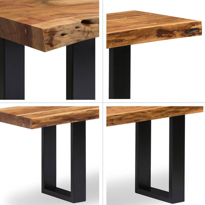 Alaterre Furniture Alpine Solid Wood Entryway Bench - 48 Inch Industrial Modern Bedroom Bench with Live Edge and Metal Legs - Furniture for Entryway, Dining Room, Kitchen, or Bedroom