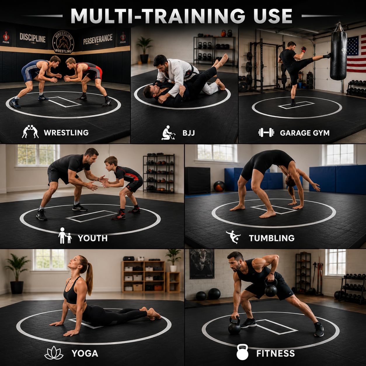 BELINOVA Flexi-Roll Portable Training Mat – 10ft x 5ft Professional Wrestling Flooring for Home Gym & Martial Arts – Quick Setup Padded Mat for MMA, Judo, BJJ and Functional Fitness