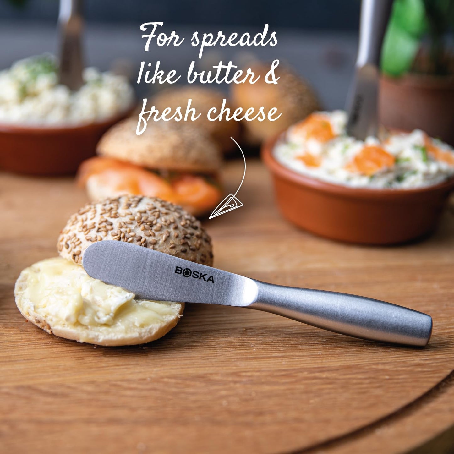 BOSKA Cheese Spreading Knives Mini Copenhagen – 3 Stainless Steel Cheese Spreaders for Butter, Soft Cheese & Appetizers – Elegant Butter Knife Set for Cheese Boards & Entertaining