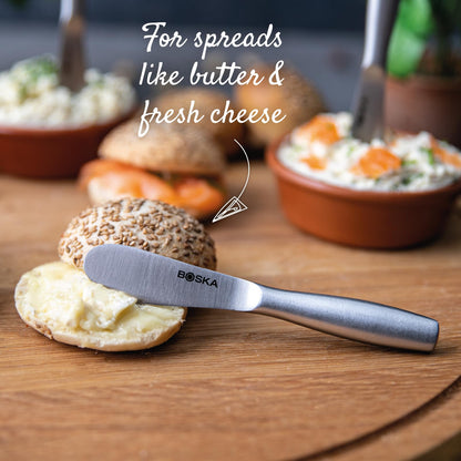 BOSKA Cheese Spreading Knives Mini Copenhagen – 3 Stainless Steel Cheese Spreaders for Butter, Soft Cheese & Appetizers – Elegant Butter Knife Set for Cheese Boards & Entertaining