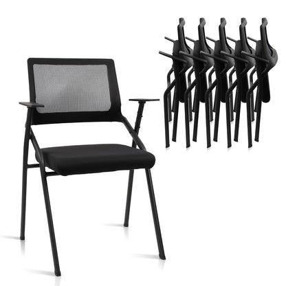 CLATINA Stackable & Foldable Office Chairs with Ergonomic Lumbar Support and Thickened Seat Cushion, Folding Mesh Fabric Reception Guest Chair for School Church Conference Waiting Room Black (6 pk)