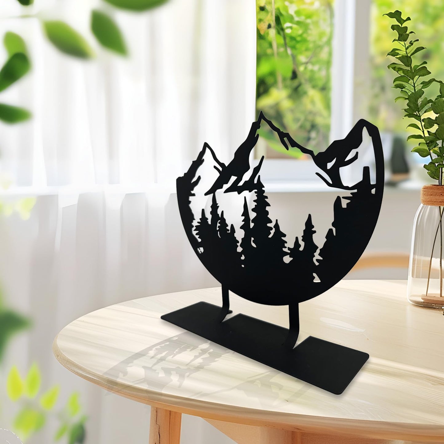 DASIMAT Metal Mountain Table Top Decor, Forest Decorative Sign, Woodland Tabletop Decor, Tabletop Decorative Accents, Travel Adventure Table Centerpiece for Home Farmhouse