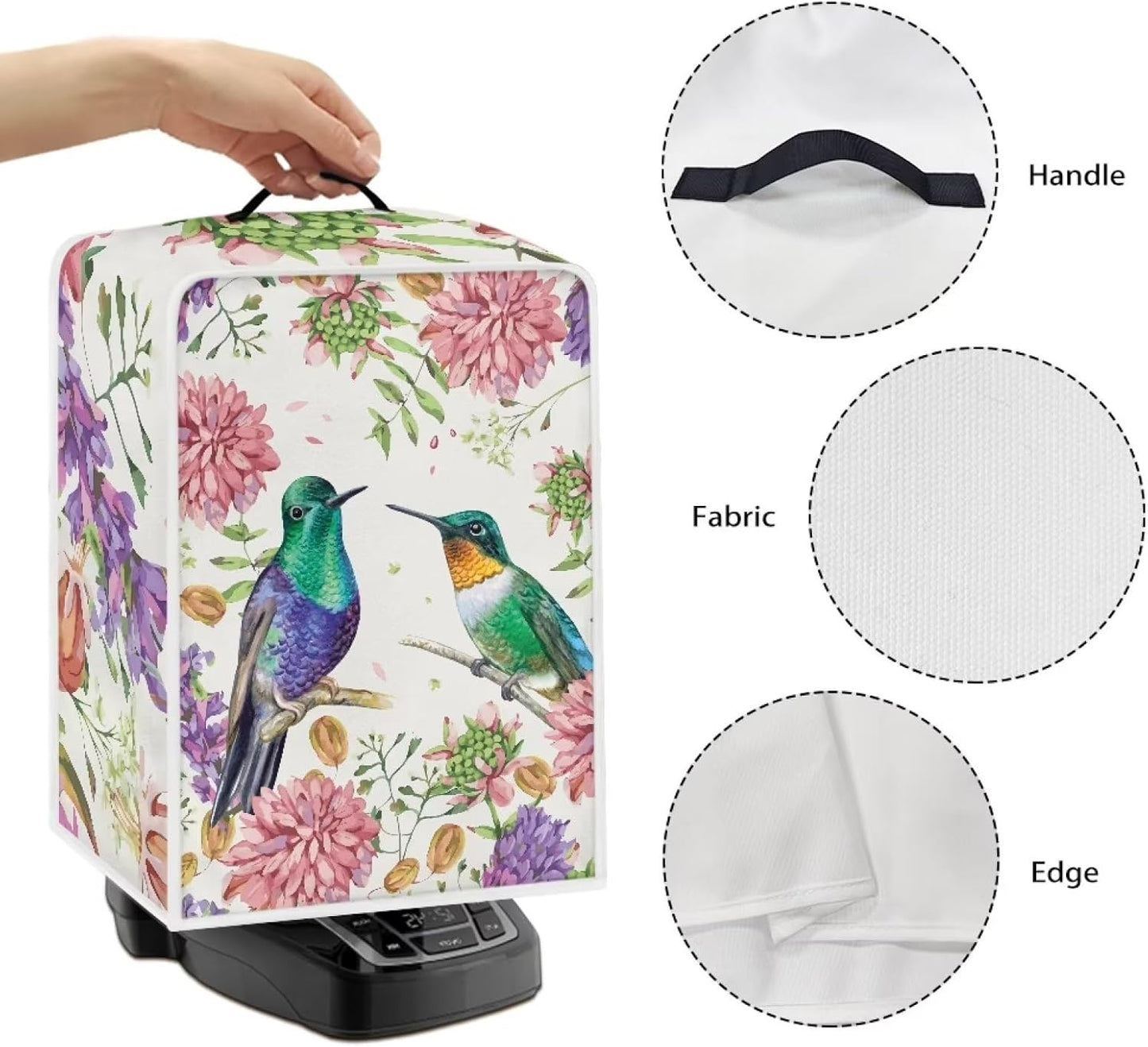Bird Flower Coffee Machine Covers with Top Handle, Durable and Washable Covers for Coffee Maker, Office Home Decor