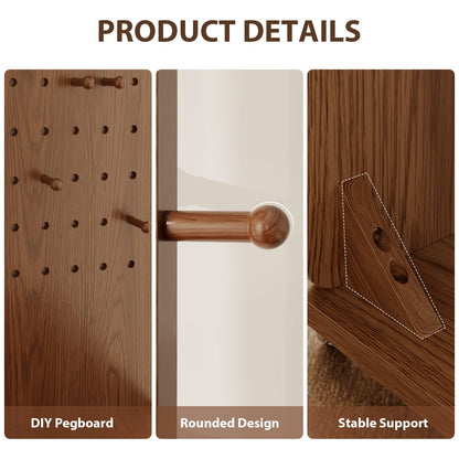 DONGMUWUJEE Solid Wood Full Length Mirror Clothes Rack,70" x 40" x 16" Oversize Standing Mirror Full Length with Brake Wheels, Floor Mirror for Living Room, Entryway, Bedroom (Walnut)