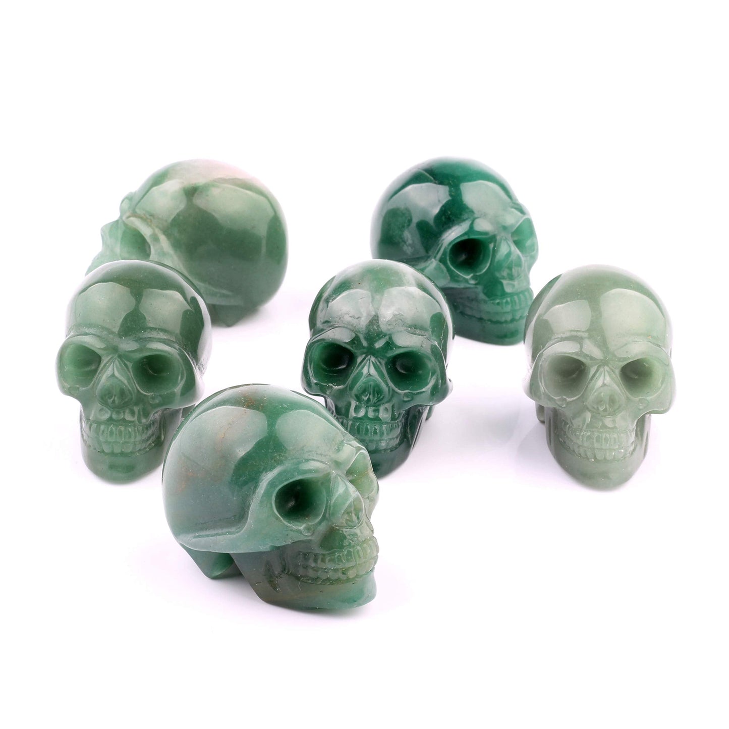 50mm Green Aventurine Carved Skull Crystal Reiki Healing Statue Collectible Figurine Charka Stone