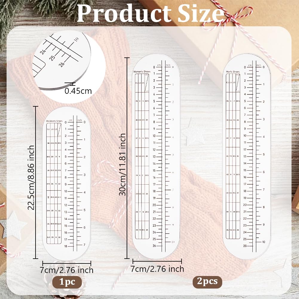 OLYCRAFT 3Pcs 2 Sizes Sock Ruler Knitting Crochet No Hole 8.9/11.8 Inch Clear Acrylic Sock Crochet Ruler Sock Ruler Knitting Crochet Size Measurement Hook Needle Ruler for Knitting Socks DIY Craft