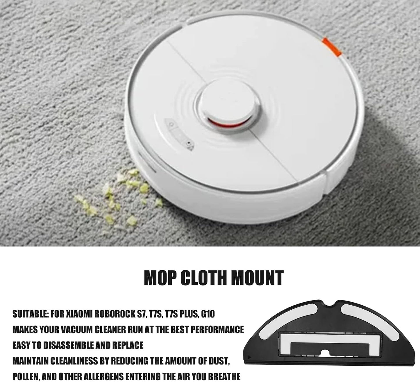 TOPINCN Vacuum Cleaner Mop Plate - Electrical Controlled Mop Mount Holder Replacement for Xiaomi S7 T7S Series