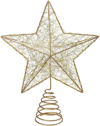 Cabilock Tree Topper Star - Christmas LED Star Tree Topper, Battery Operated Sparkly Ornament for Treetop Decoration