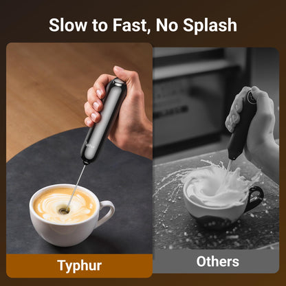 InstaWhisk Milk Frother with Variable Speed, Battery Operated Handheld Coffee Foam Frother Wand, Electric Drink Mixer with Stand & Detachable Double Whisk, Stainless Stirrer for Latte, Matcha, Protein