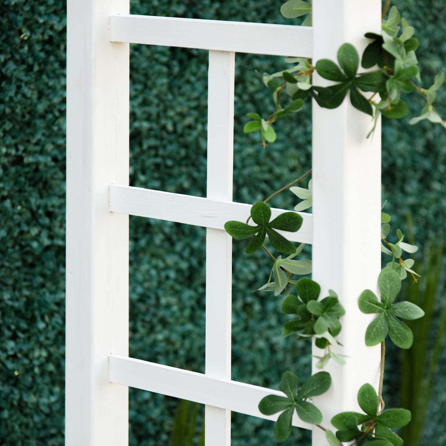 85" White Wooden Garden Arch with Trellis, Outdoor Arbor for Climbing Vines, Heavy Duty Wood Frame Trellis for Roses, Wisteria, Cucumbers, Backyard Patio Decor