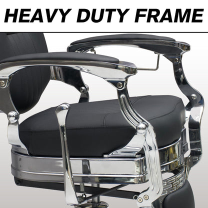 Professional Barber Chair - Hydraulic Salon & Tattoo Chair, 550lb Capacity, 360° Swivel & 160° Recline, Adjustable Headrest (Vintage Silver)