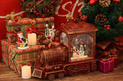 Eldnacele Singing Christmas Train Snow Globe - Lighted Battery-Operated Snowman Lantern for Festive Decor
