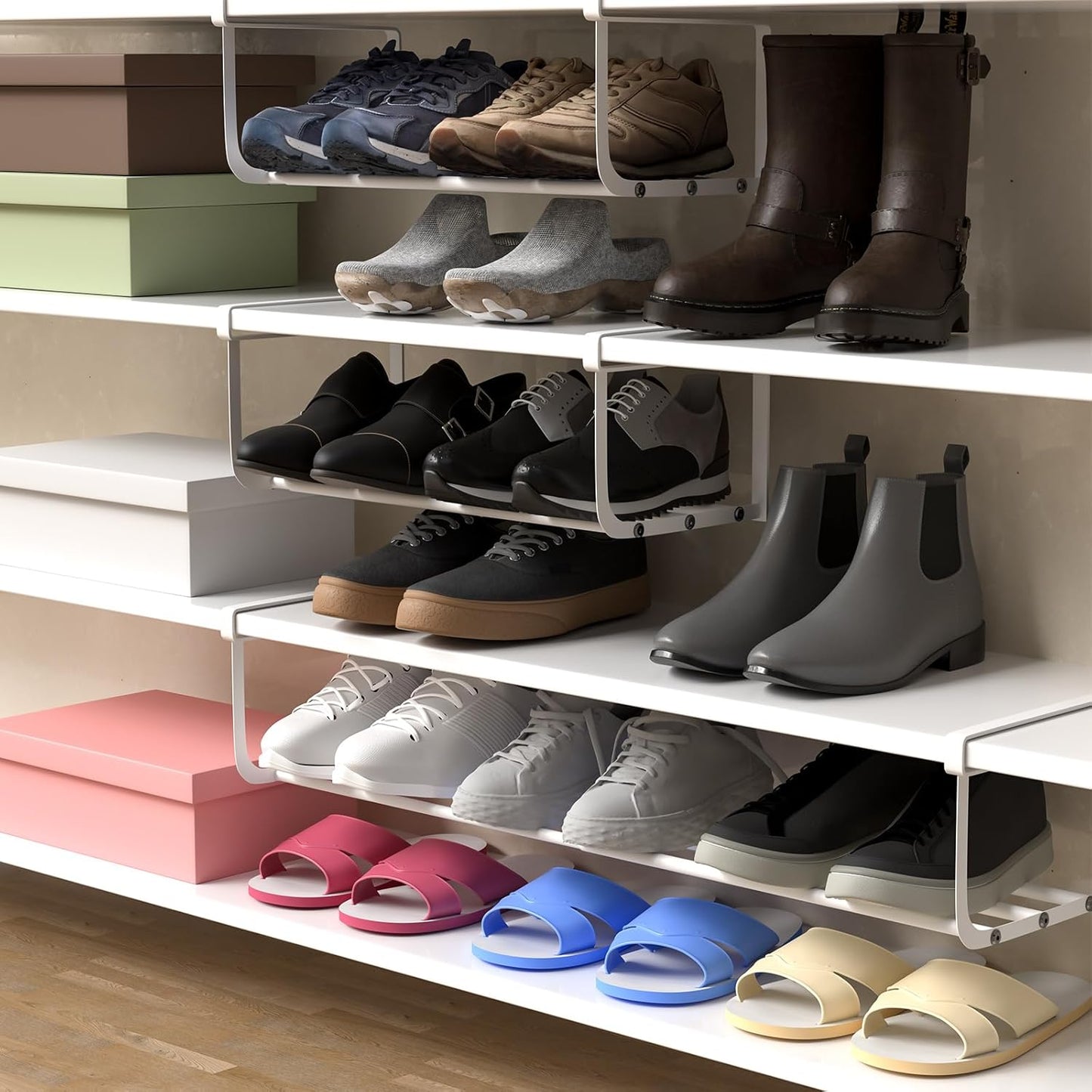 1 Closet 16.5-31.5 Inch CroBlissful Pcs Expandable Shoe Rack Organizer for Adjustable Retractable Hanging Cabinet Shoe