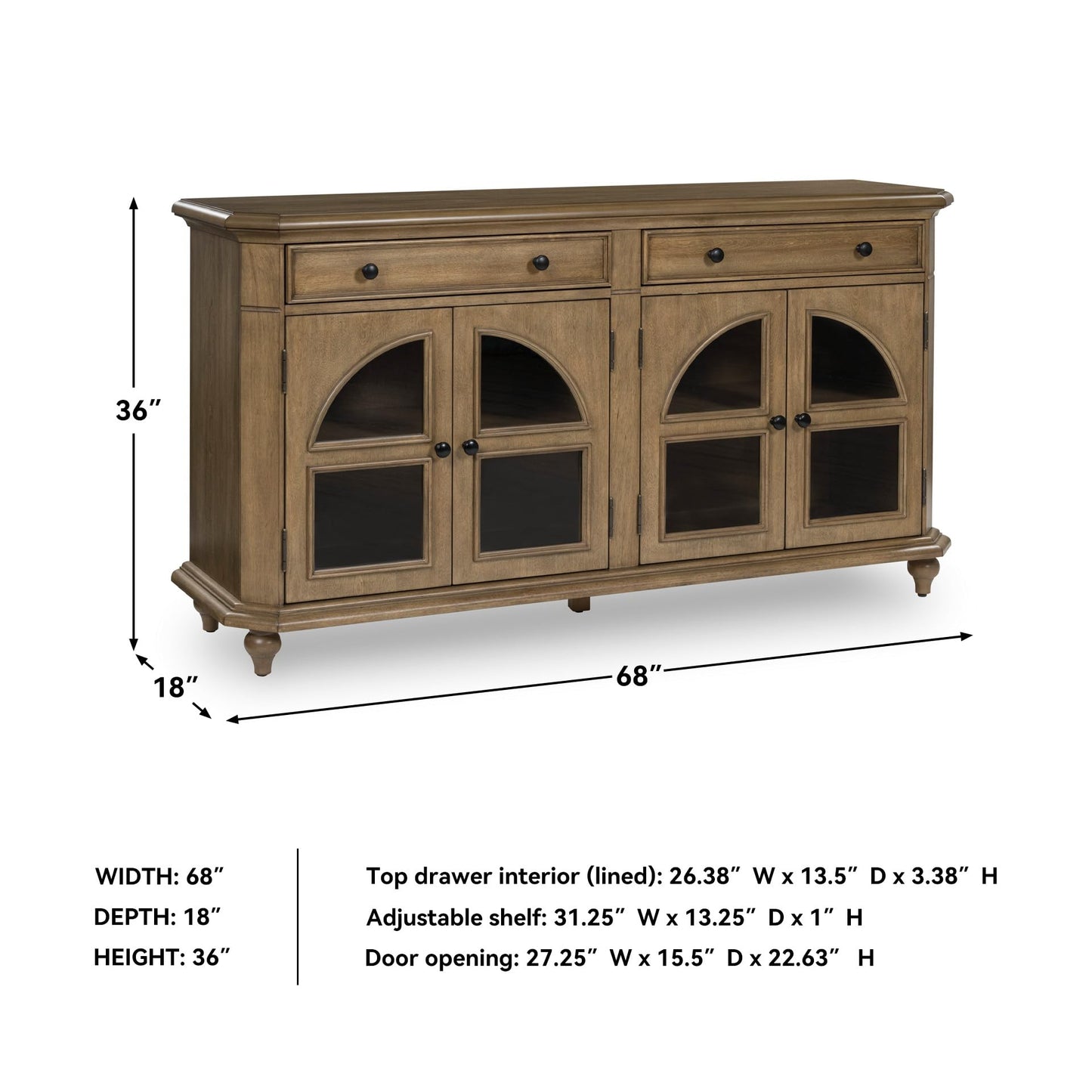 Signature Design by Ashley Barlomore Classic 2-Drawer Accent Cabinet with Adjustable Shelves, Light Brown