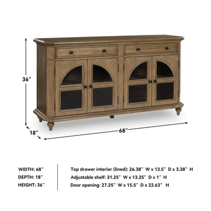 Signature Design by Ashley Barlomore Classic 2-Drawer Accent Cabinet with Adjustable Shelves, Light Brown