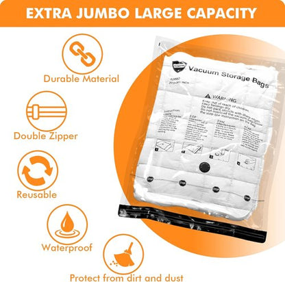 GONGSHI Vacuum Storage Bags - Jumbo Space Saver Seal Bags for Clothing, Blankets & Luggage | 10 Pack
