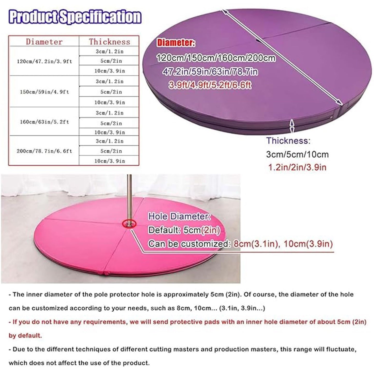 Portable Foldable Crash Mat for Pole Dance, Yoga & Exercise - Non-Slip Safety Padding for Training, Gymnastics, Dance, and Fitness Activities