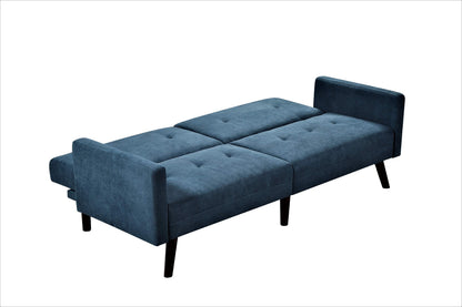 Container Furniture Direct Hasan Fabric Upholstered Living Room Tufted Sleeper Sofa, 79", Blue