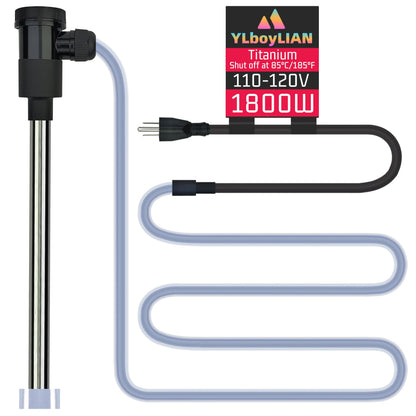 YLboyLIAN 1800W Titanium Immersion Water Heater for Pool & Hot Tub – Portable Electric Submersible Heater with Temp Control, Auto Shut-Off & WiFi Timer for Spa, Bathtub, Inflatable/Above Ground Pool
